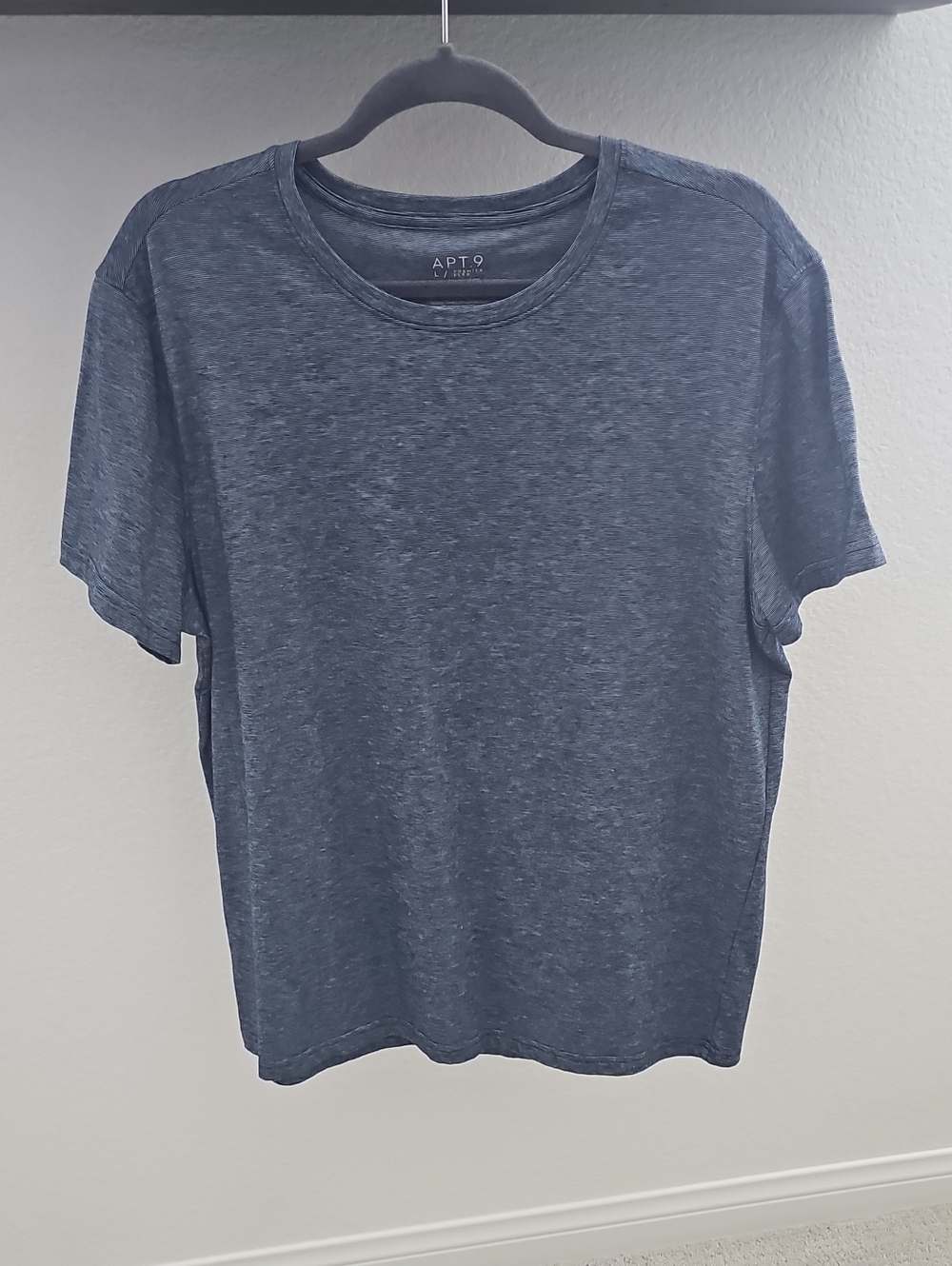 Apt 9 Premier Flex Slim Fit Lounge Tee Space Dye Steel Blue Gray L NWOT